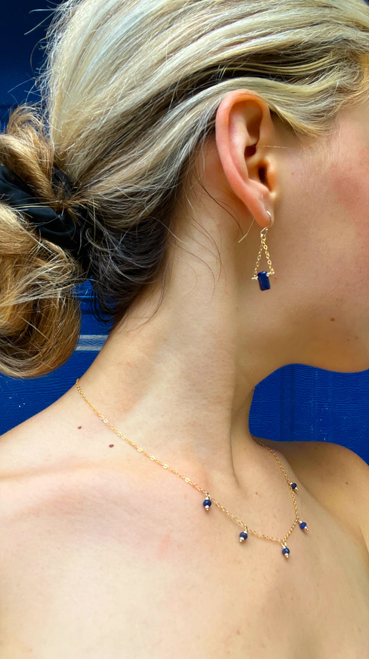 silk road - sapphire baguette trapeze earrings - valentshop.com