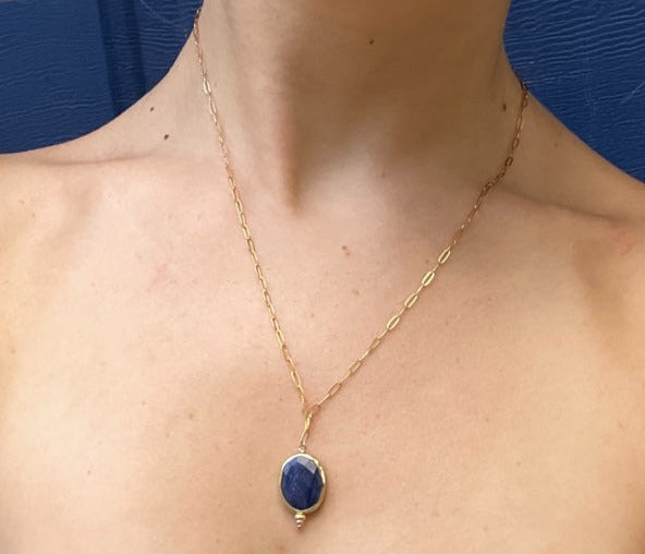 silk road - sapphire bezel necklace - valentshop.com
