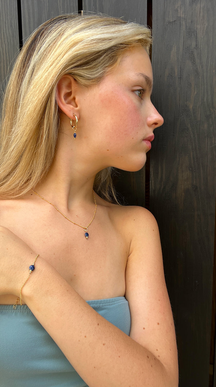 silk road - sapphire coin charm hoop earrings - valentshop.com