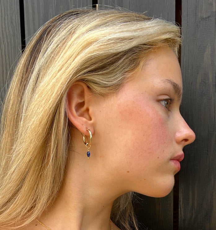 silk road - sapphire coin charm hoop earrings - valentshop.com