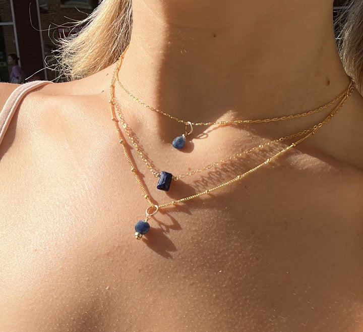 silk road - sapphire coin charm necklace - valentshop.com