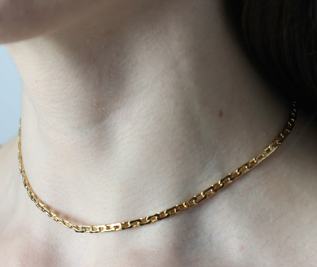 14K-gold-filled flat interlock chain necklace - 16" - valentshop.com
