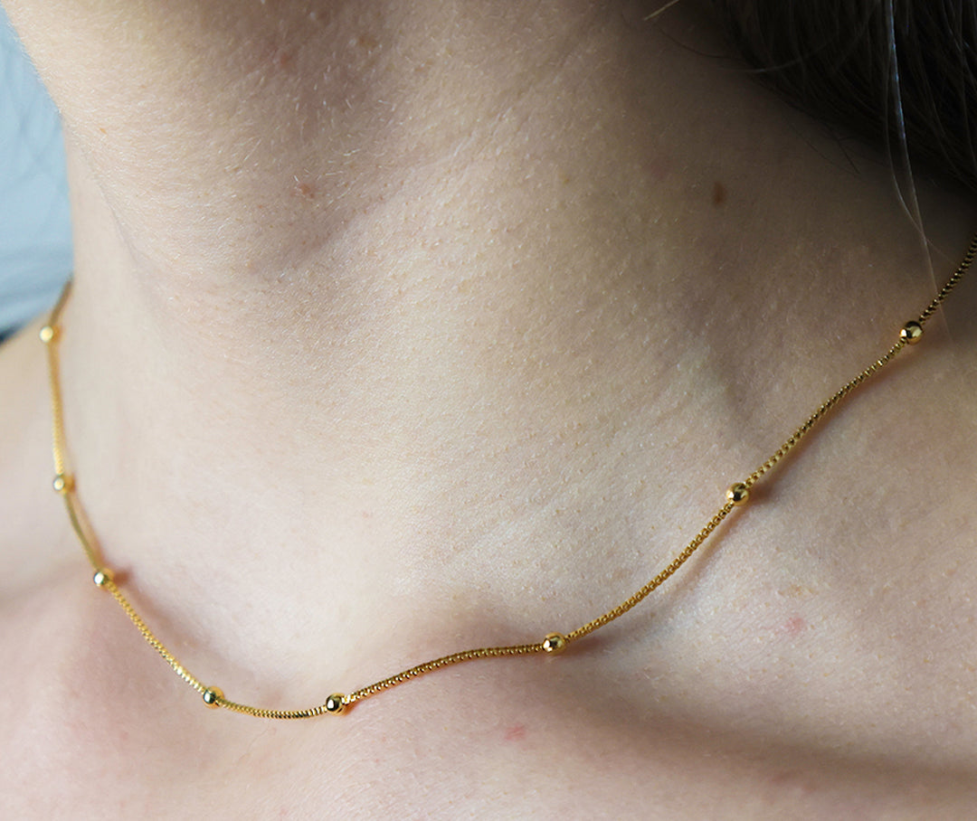 14K-gold-filled ball station necklace - 16" - valentshop.com