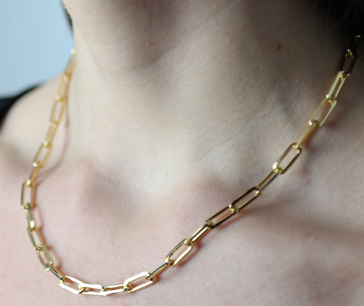 14K-gold-filled bold paperclip necklace - 18" - valentshop.com