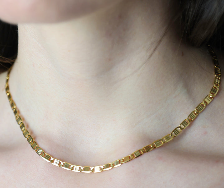 14K-gold-filled bold striped mariner necklace - 16" - valentshop.com