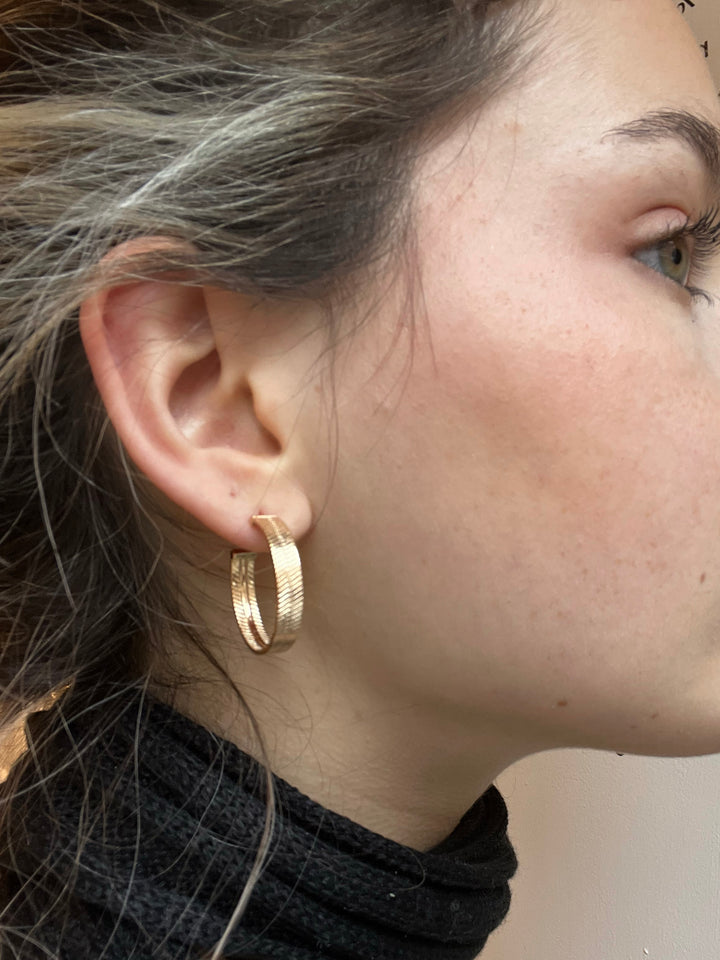 14K-gold-filled herringbone hoops - valentshop.com