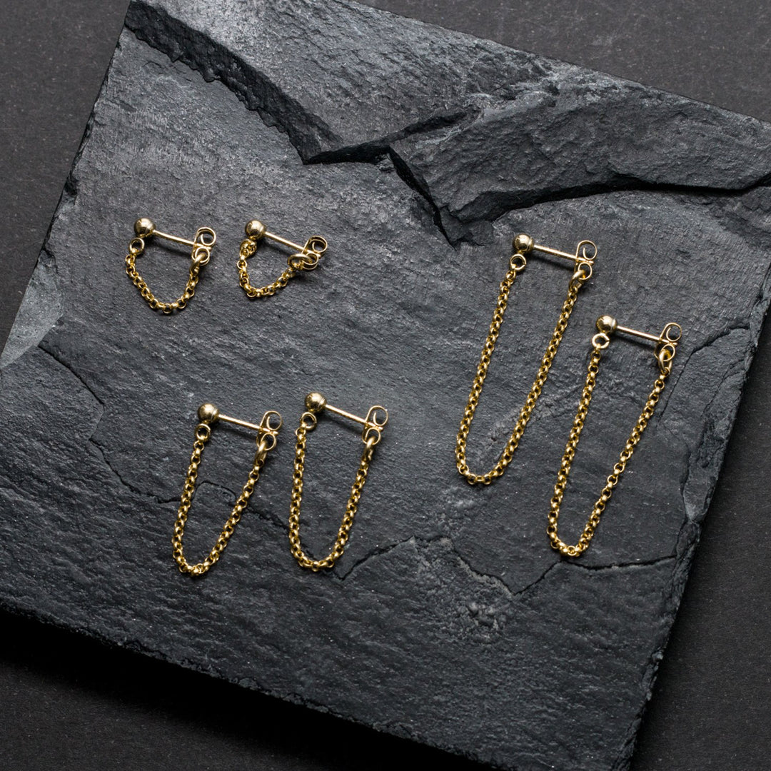 "front-to-back" chain earrings - round link - valentshop.com