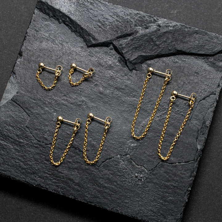 "front-to-back" chain earrings - round link - valentshop.com