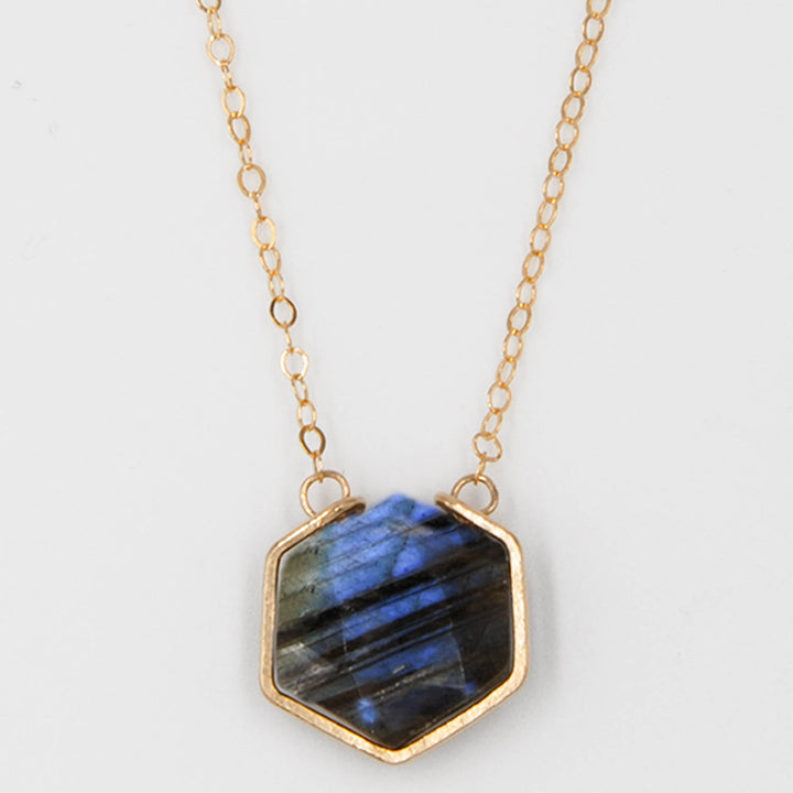Northern Lights - Hexagonal Gemstone Necklace - valentshop.com
