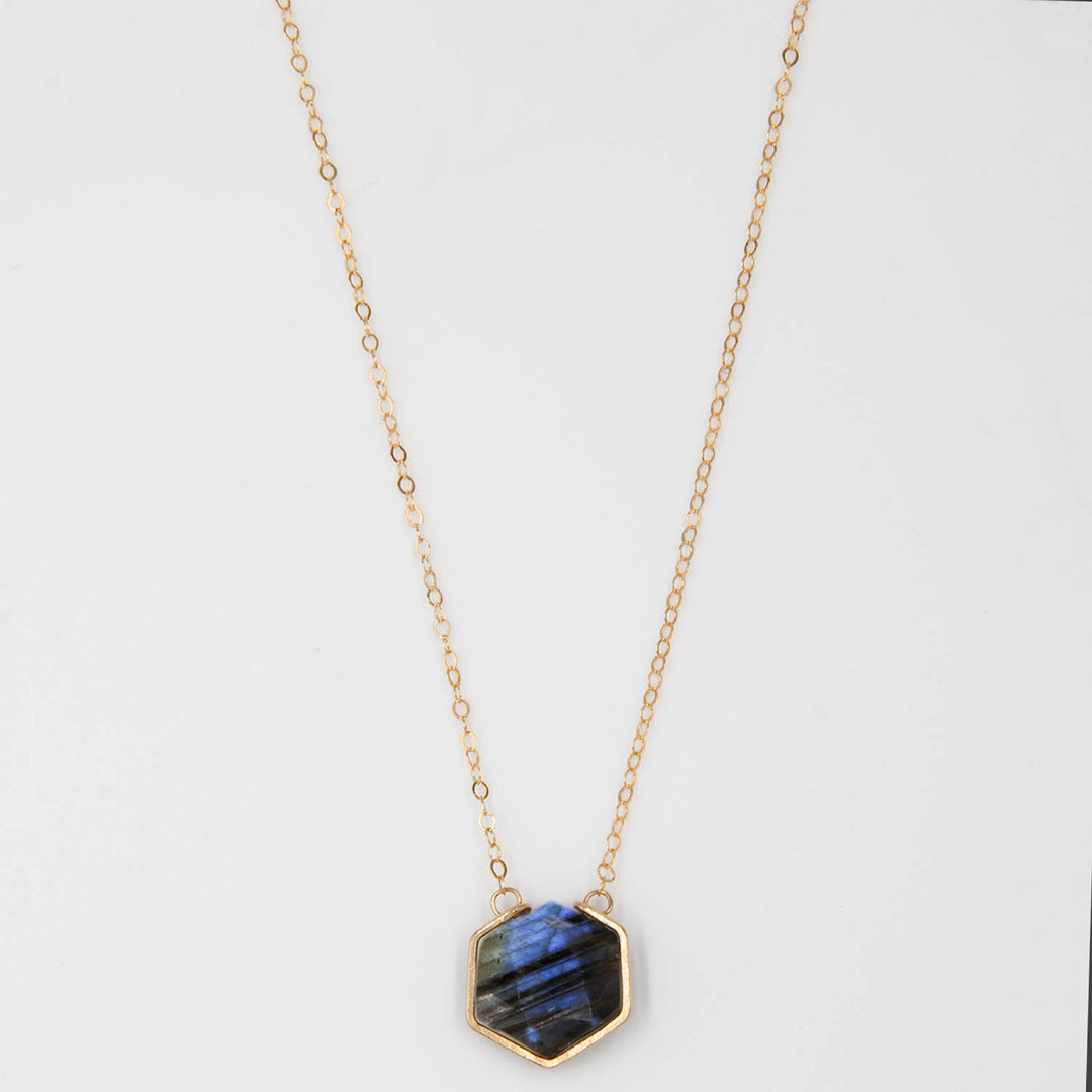 Northern Lights - Hexagonal Gemstone Necklace - valentshop.com
