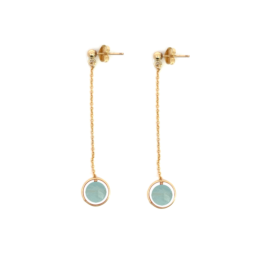halo birthstone chain drop earrings - Valentshop Jewelry