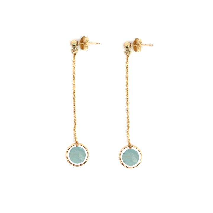 halo birthstone chain drop earrings - Valentshop Jewelry