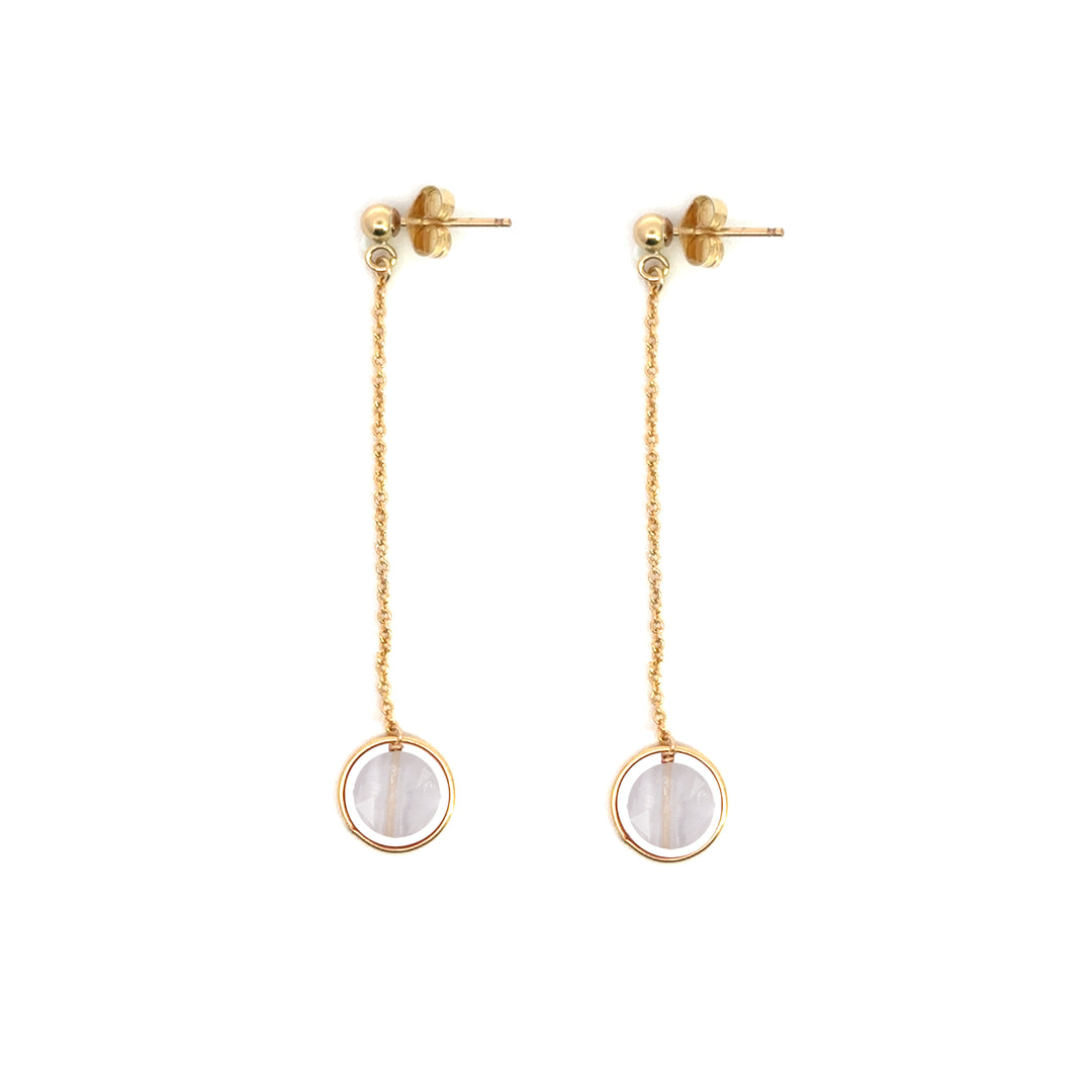 halo birthstone chain drop earrings - Valentshop Jewelry