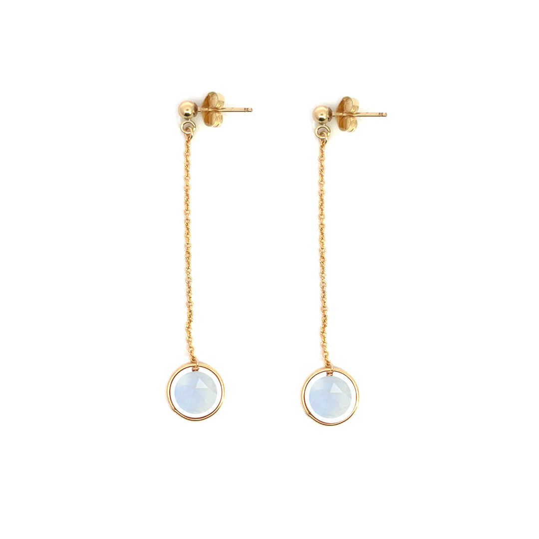 halo birthstone chain drop earrings - Valentshop Jewelry