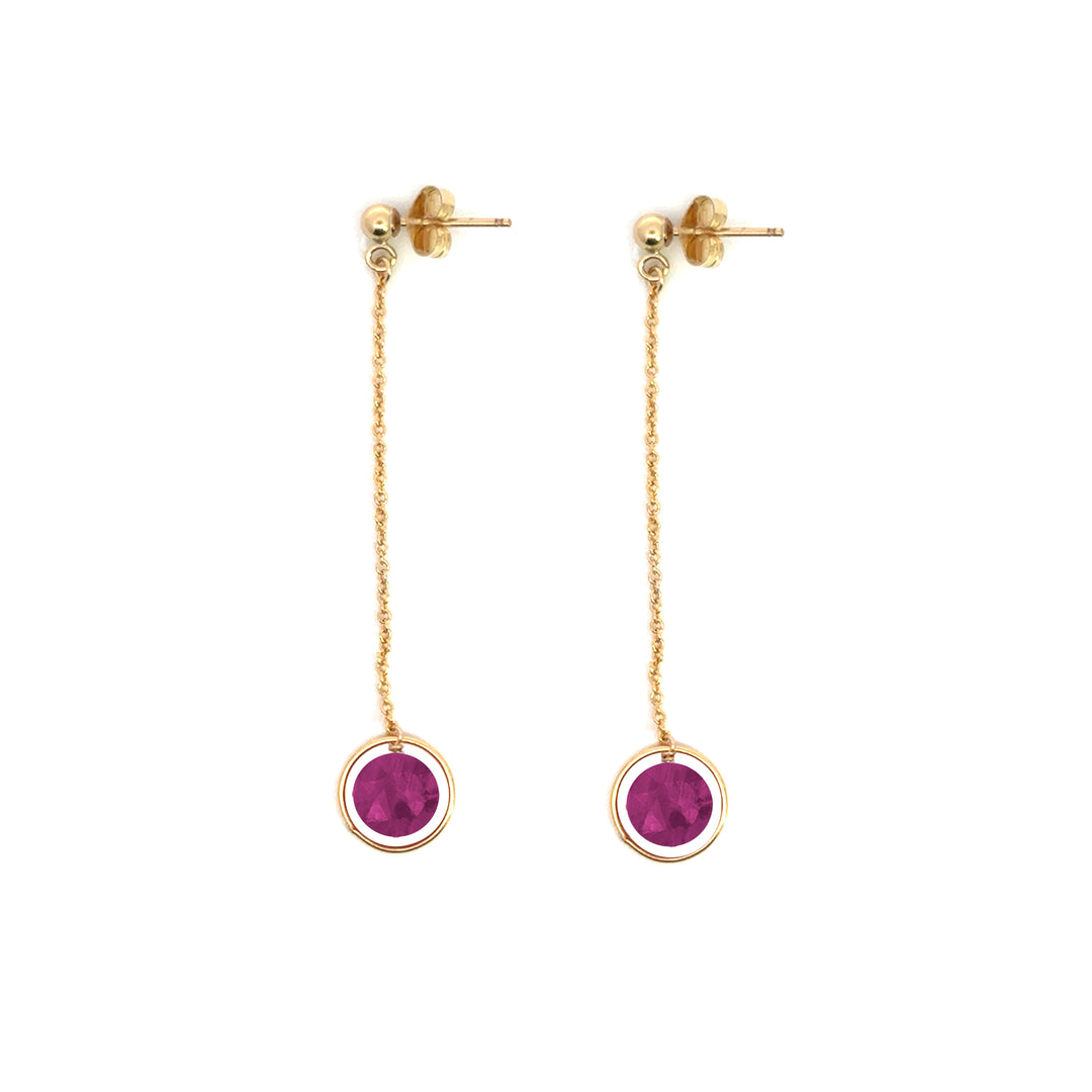halo birthstone chain drop earrings - Valentshop Jewelry