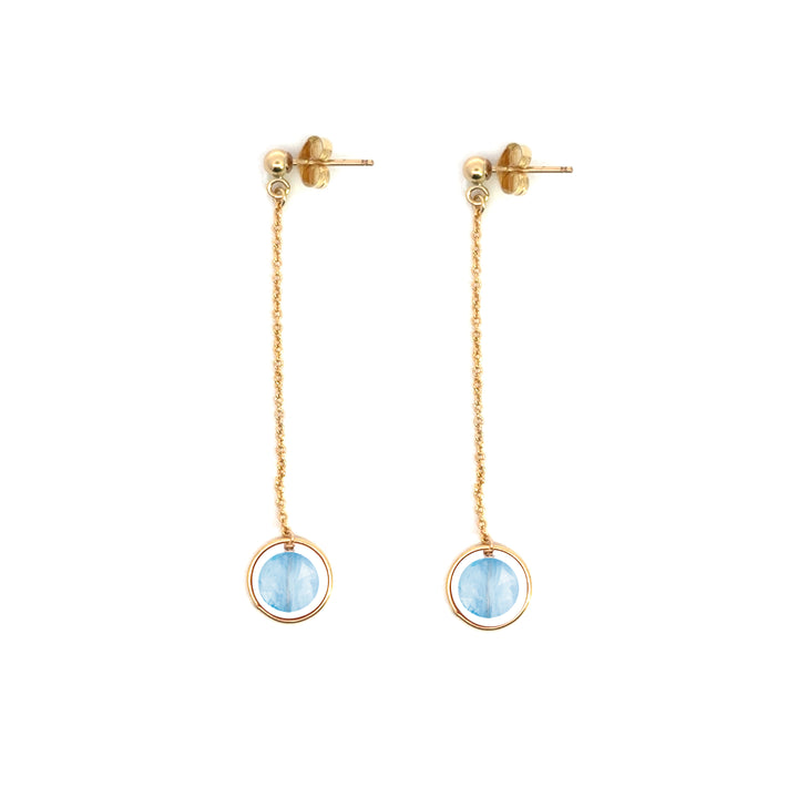 halo birthstone chain drop earrings - Valentshop Jewelry
