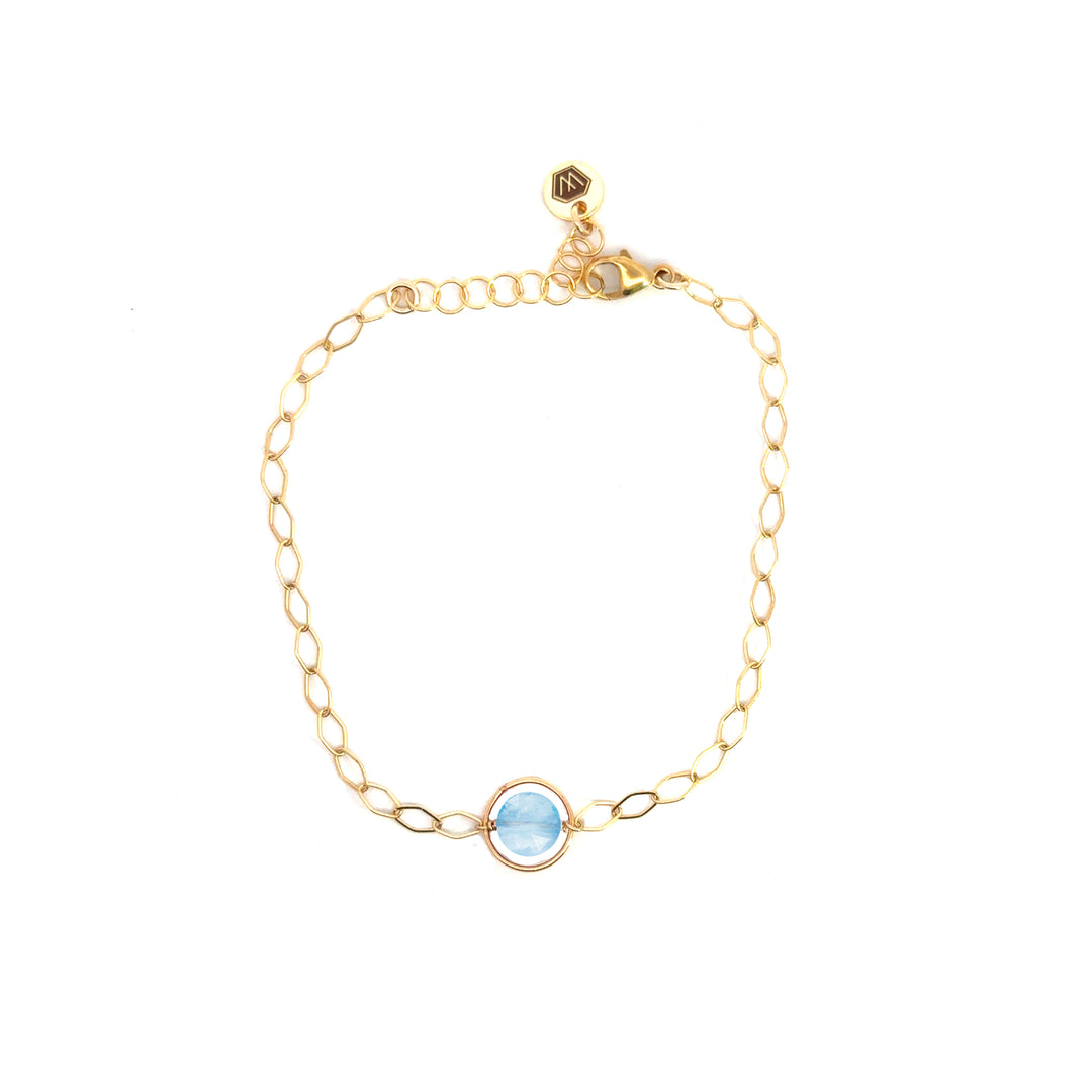 halo birthstone marquise link bracelet - Valentshop Jewelry