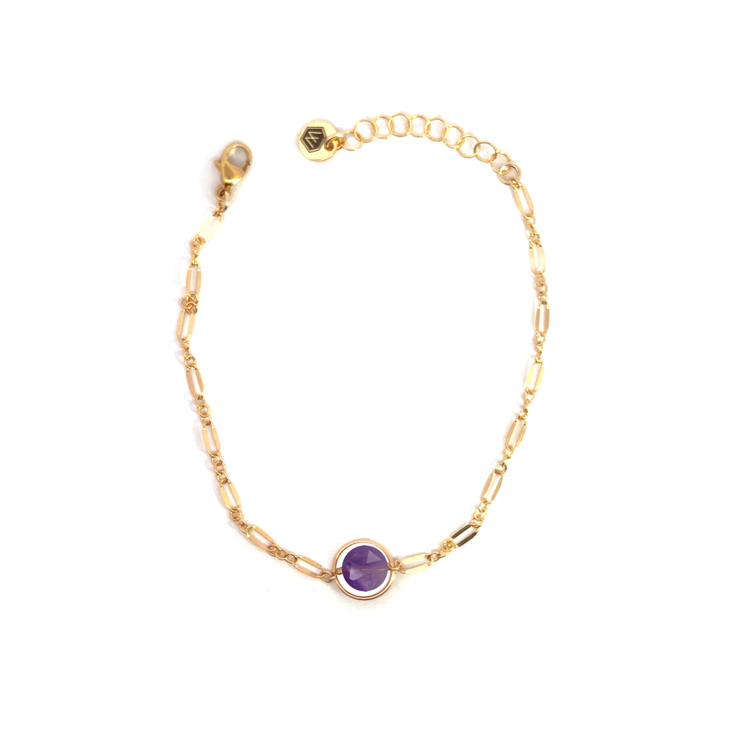 halo birthstone shimmer link bracelet - Valentshop Jewelry