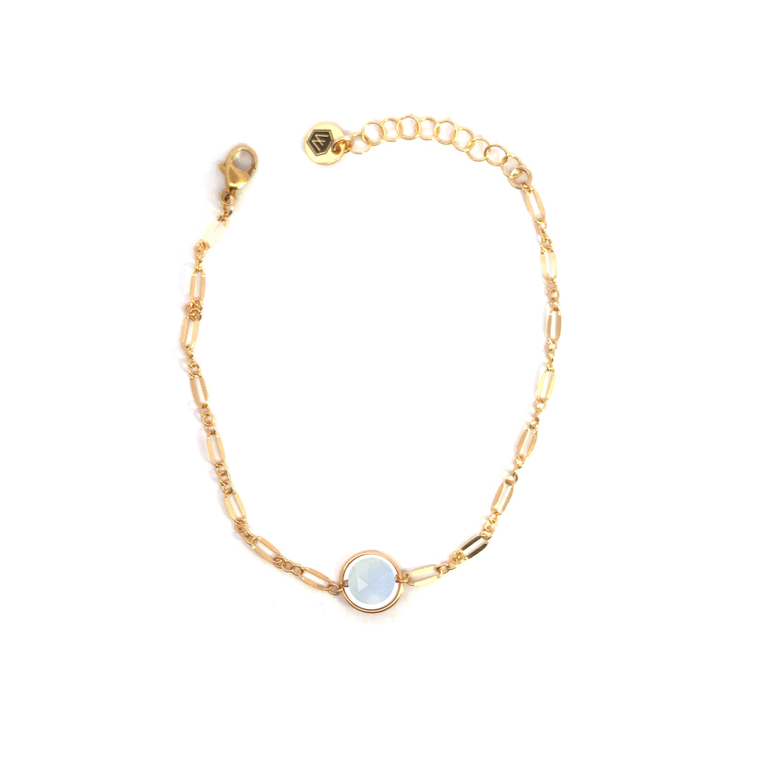 halo birthstone shimmer link bracelet - Valentshop Jewelry