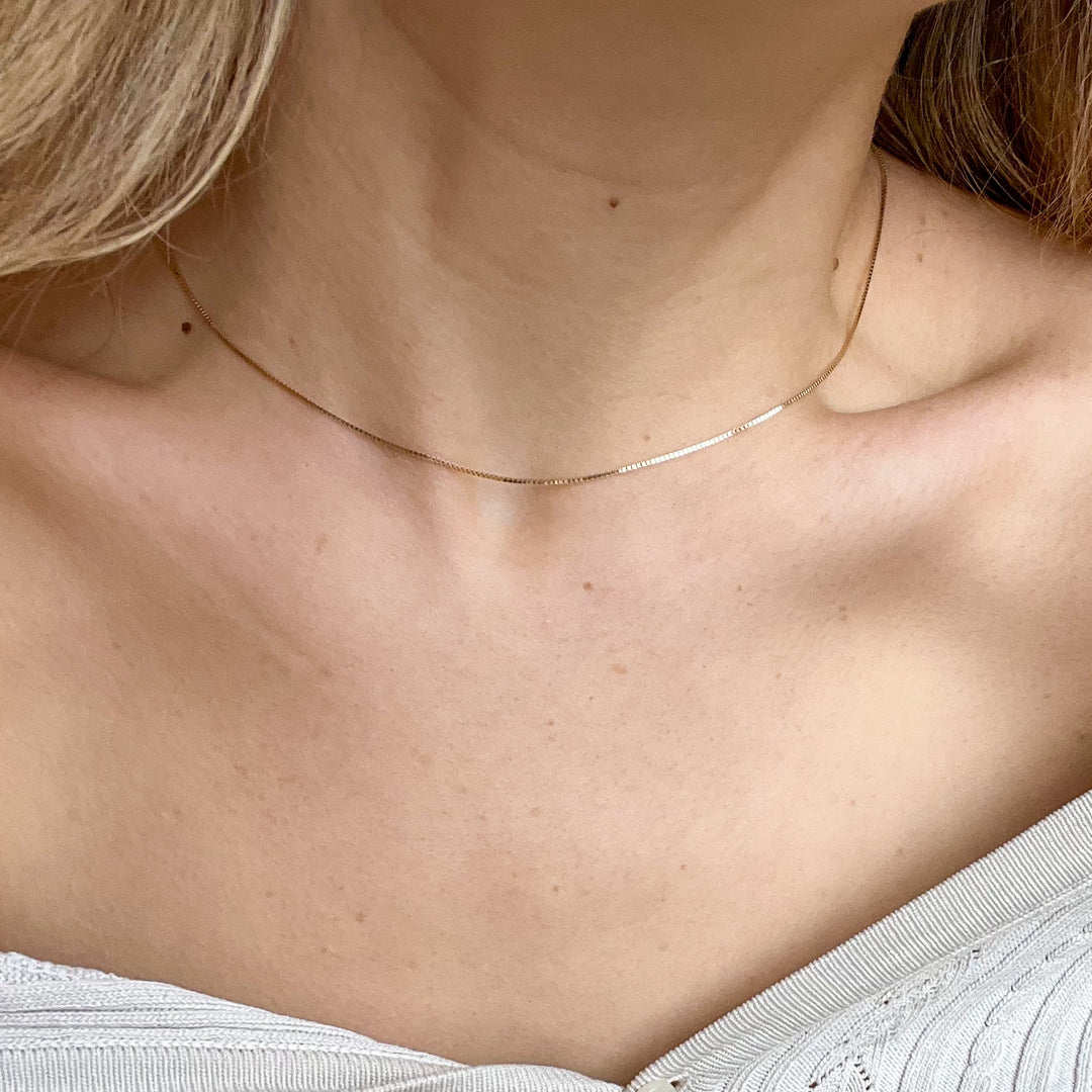 14K solid gold box chain necklace - valentshop.com