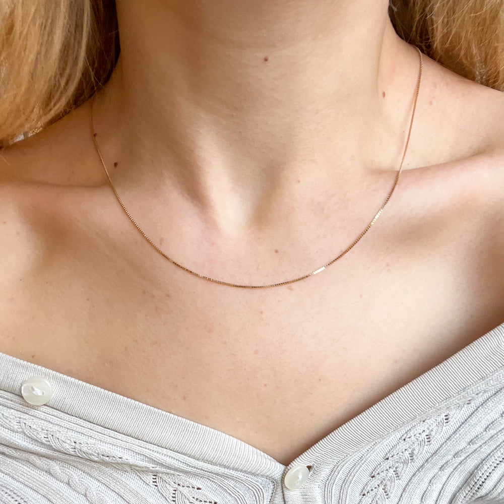 14K solid gold box chain necklace - valentshop.com