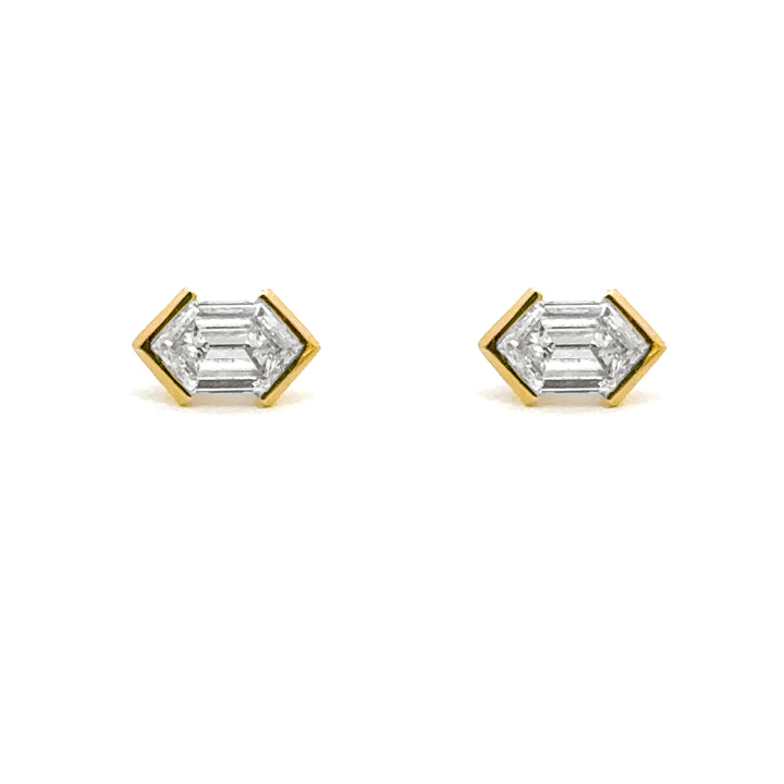 Linea - Elongated Hexagon Stud Earrings - Valentshop Jewelry