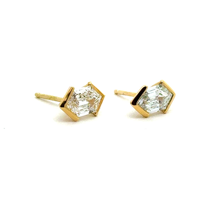 Linea - Elongated Hexagon Stud Earrings - Valentshop Jewelry
