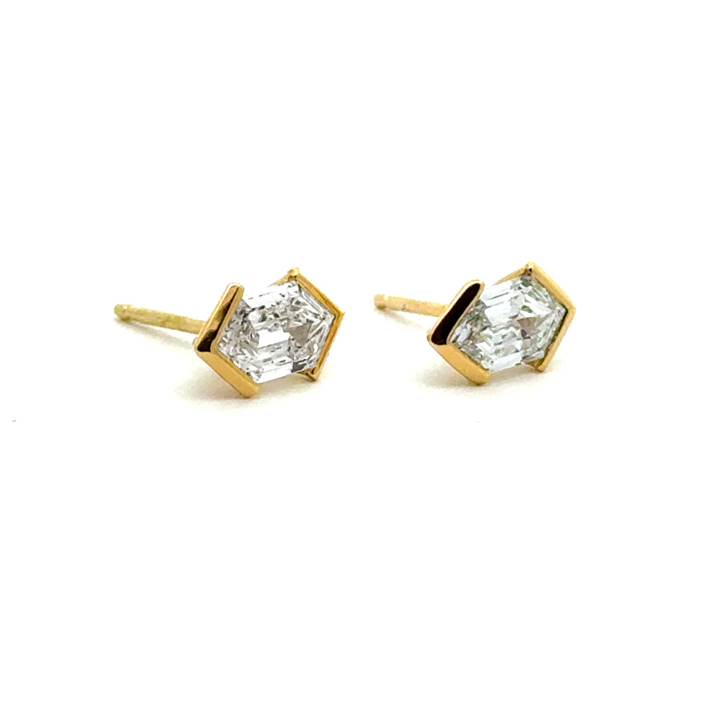 Linea - Elongated Hexagon Stud Earrings - Valentshop Jewelry