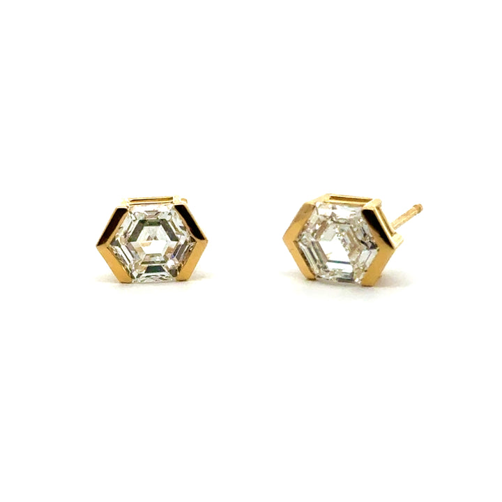 Linea - Hexagon Stud Earrings, 2.09 ctw - Valentshop Jewelry