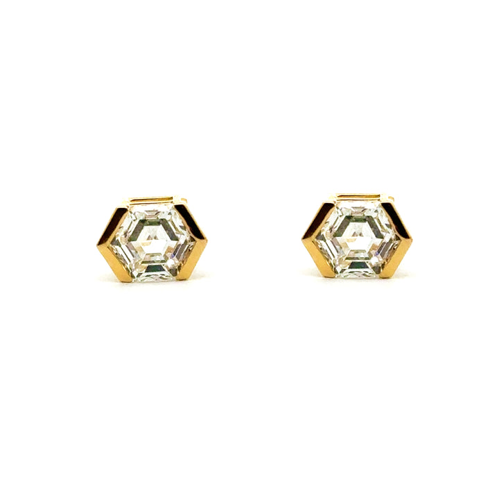 Linea - Hexagon Stud Earrings, 2.09 ctw - Valentshop Jewelry