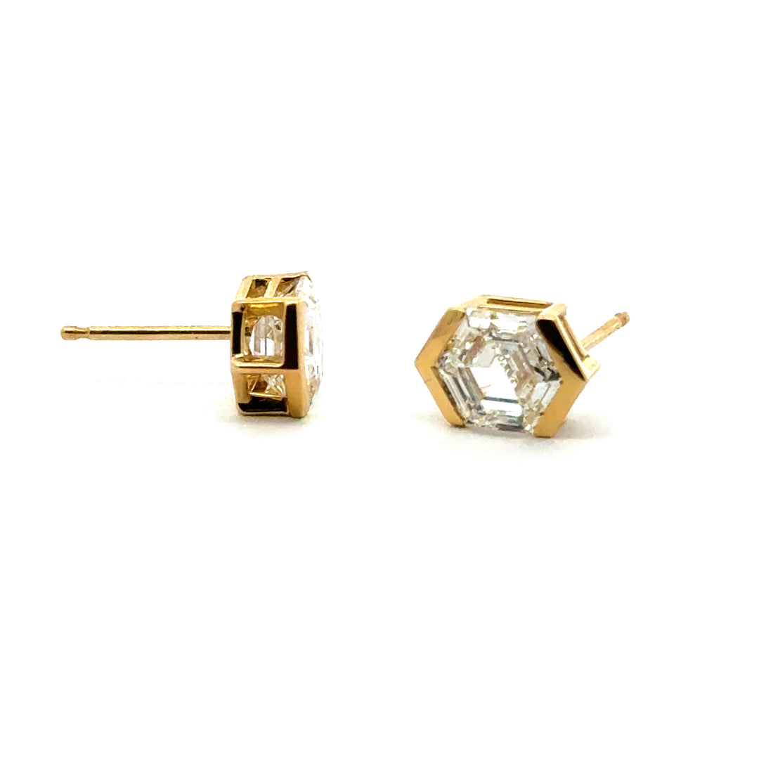 Linea - Hexagon Stud Earrings, 2.09 ctw - Valentshop Jewelry