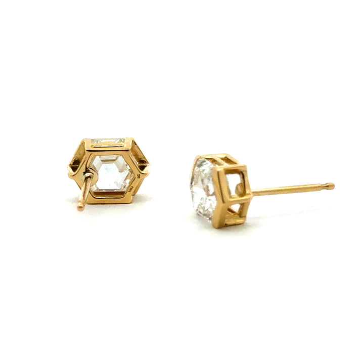 Linea - Hexagon Stud Earrings, 2.09 ctw - Valentshop Jewelry