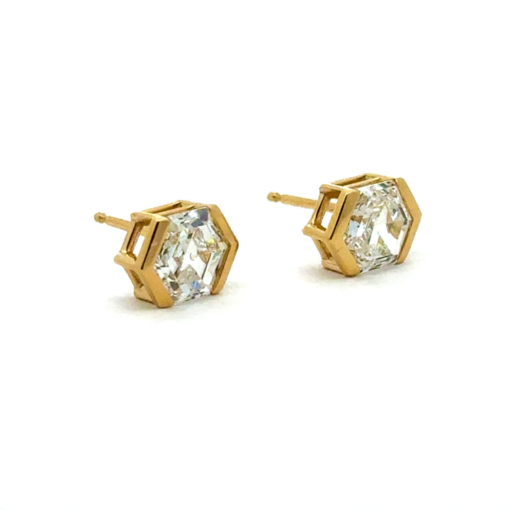 Linea - Hexagon Stud Earrings, 2.09 ctw - Valentshop Jewelry