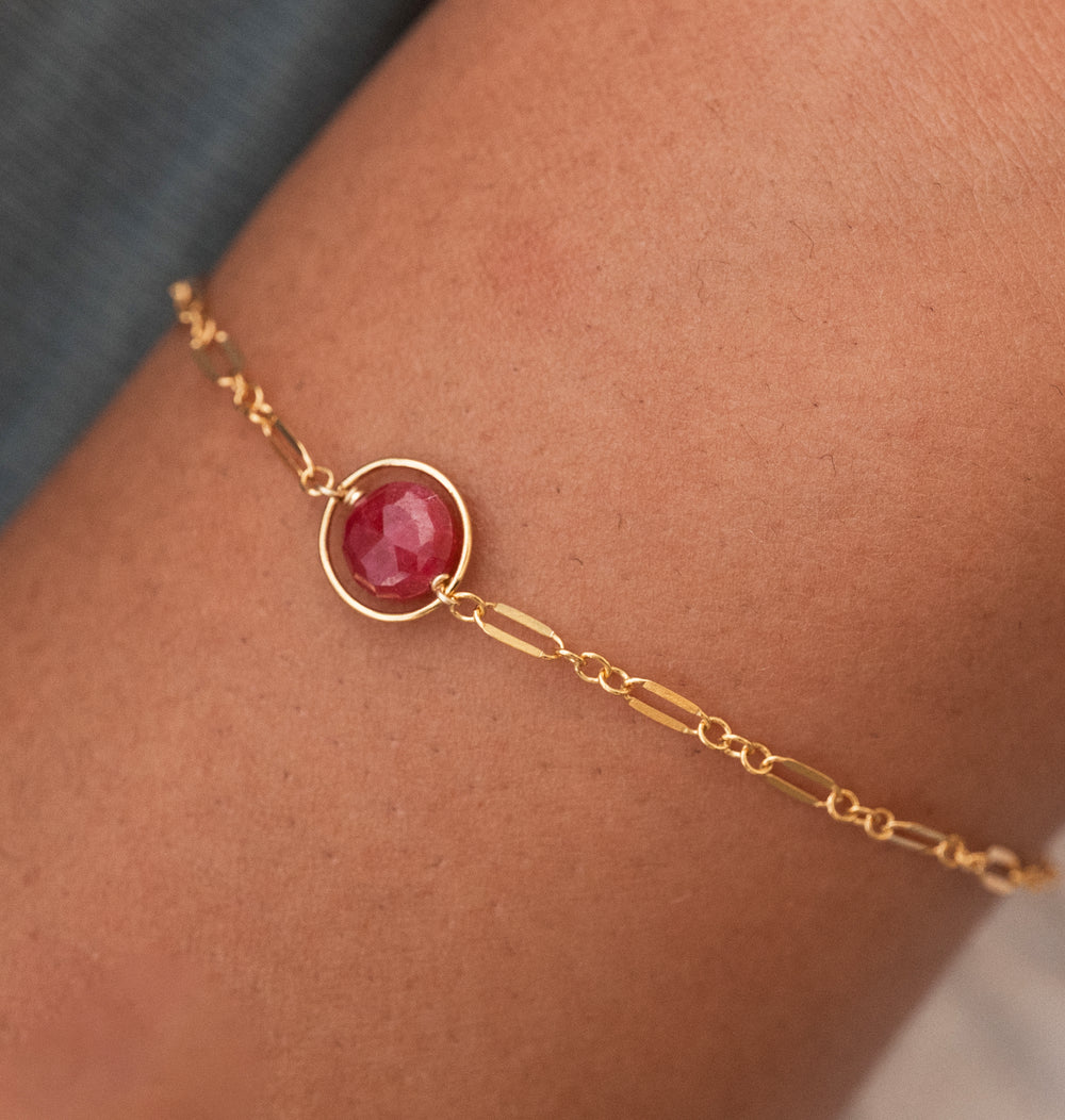 halo birthstone shimmer link bracelet - Valentshop Jewelry