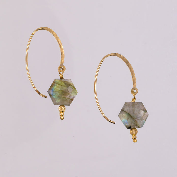 Northern Lights - Hexagon Golden Wire Earrings - valentshop.com