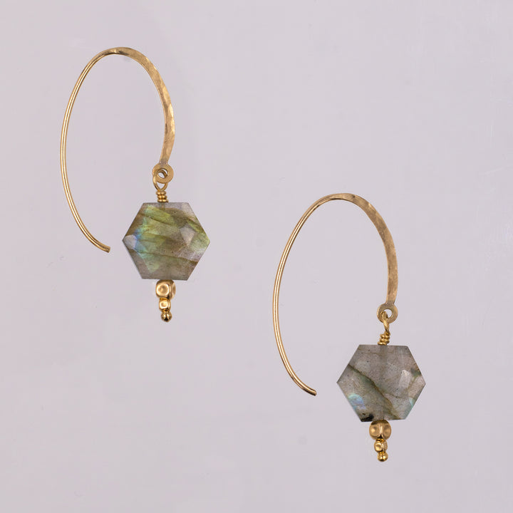 Northern Lights - Hexagon Golden Wire Earrings - valentshop.com