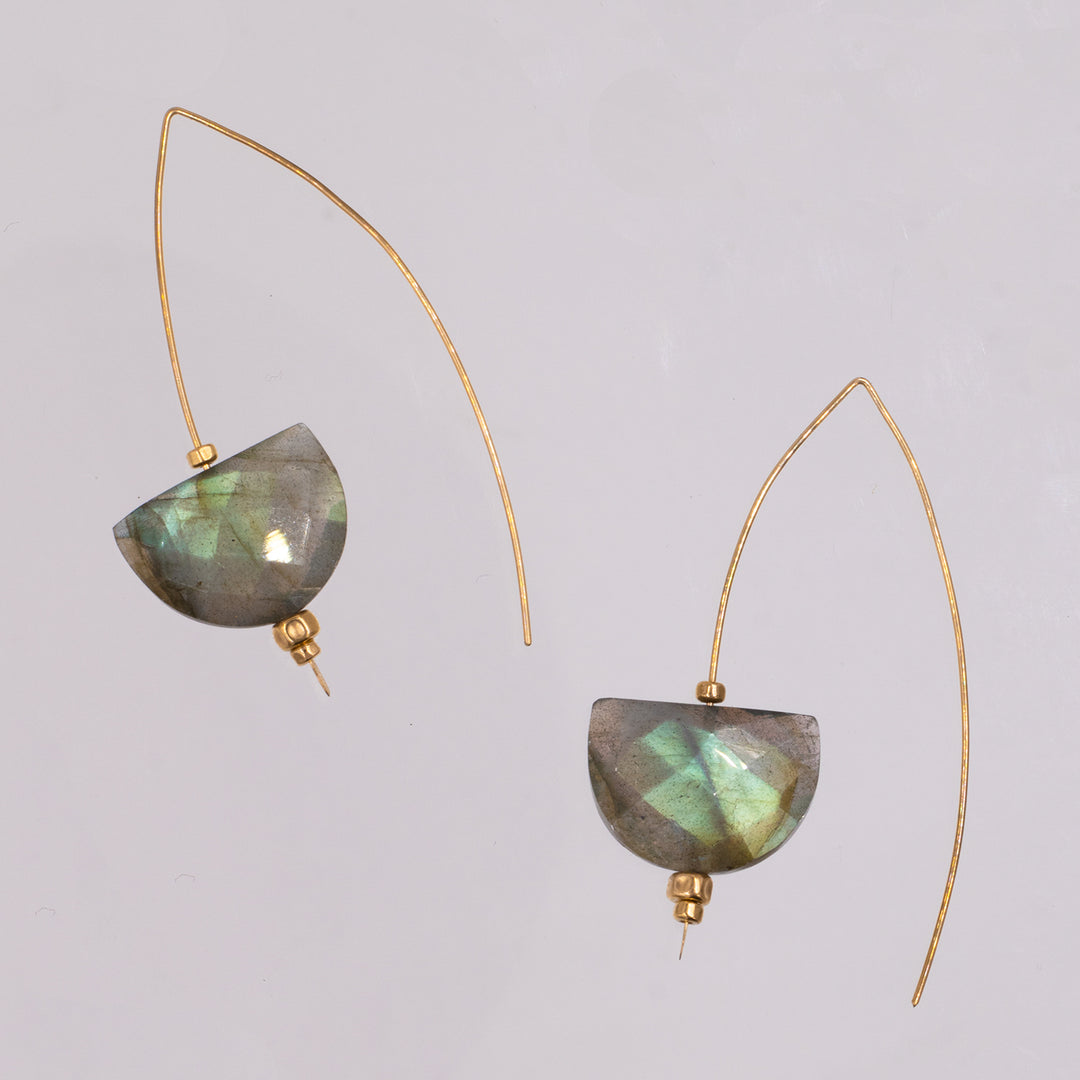 Northern Lights - Mezzaluna Golden Wire Earrings - valentshop.com