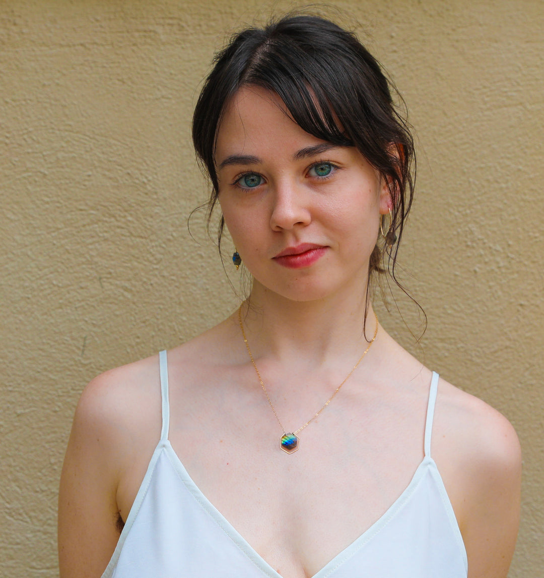 Northern Lights - Hexagonal Gemstone Necklace - valentshop.com