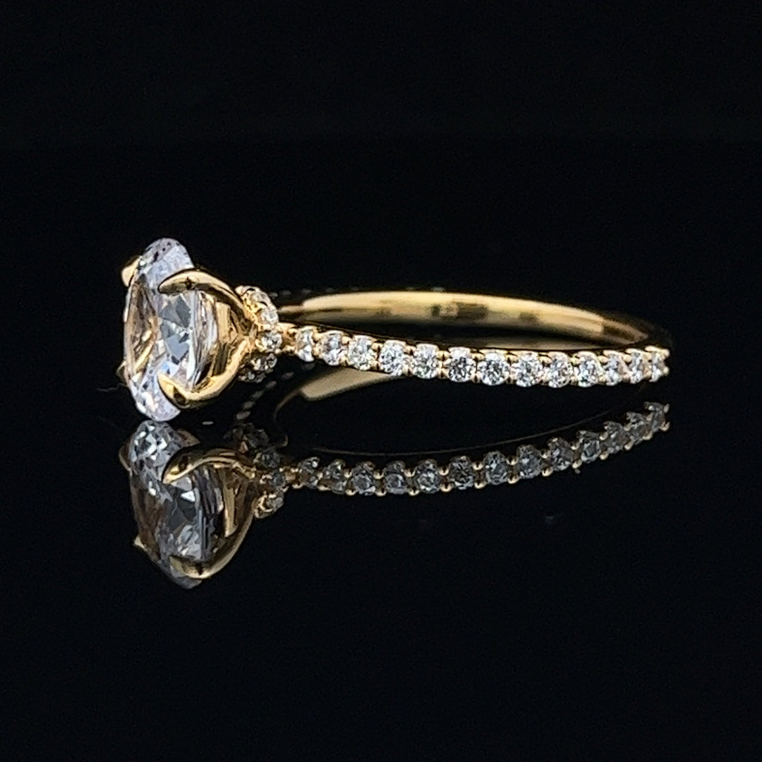 1 1/2 ctw oval diamond engagement ring with pave accents & hidden collar - valentshop.com