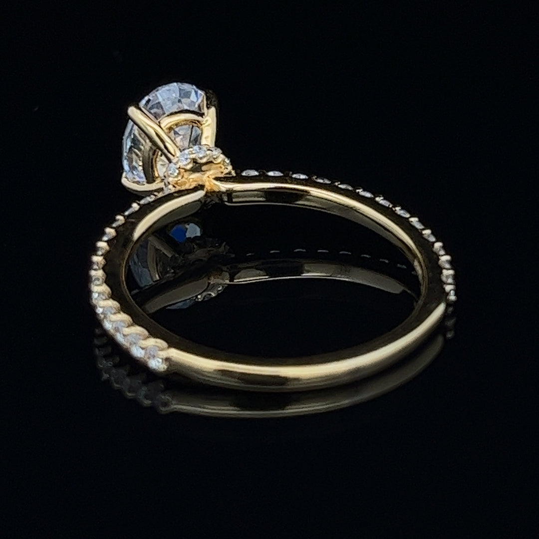 1 1/2 ctw oval diamond engagement ring with pave accents & hidden collar - valentshop.com