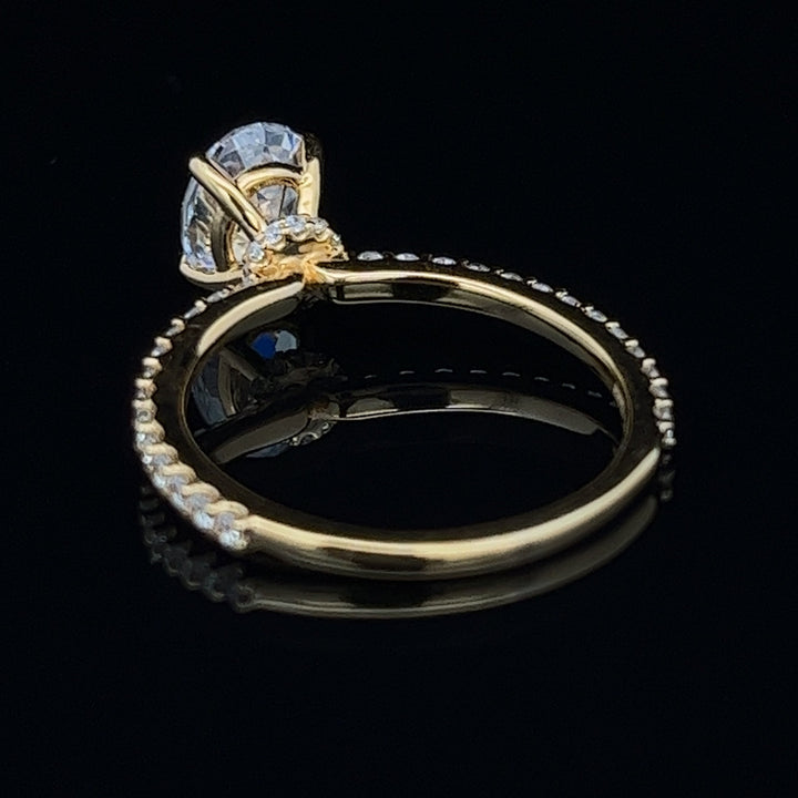 1 1/2 ctw oval diamond engagement ring with pave accents & hidden collar - valentshop.com