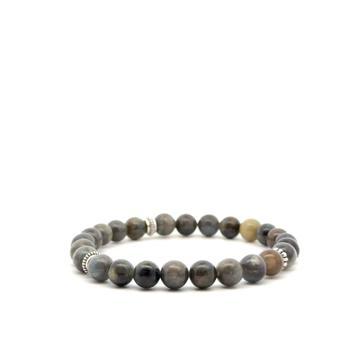 P-76 Mens Natural Sapphire Beaded Bracelet - 1/3 inch width - Valentshop Jewelry