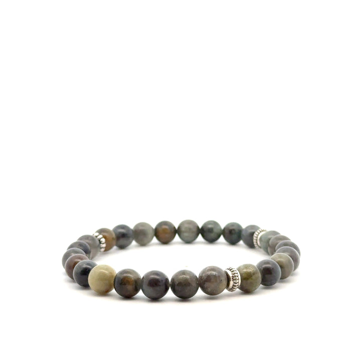 P-76 Mens Natural Sapphire Beaded Bracelet - 1/3 inch width - Valentshop Jewelry