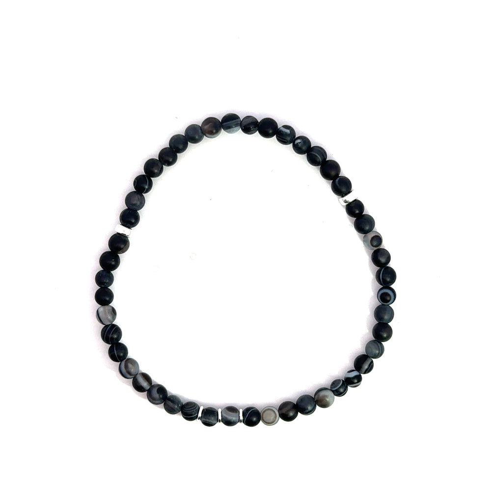 P-76 Mens Natural Agate Beaded Bracelet - Valentshop Jewelry