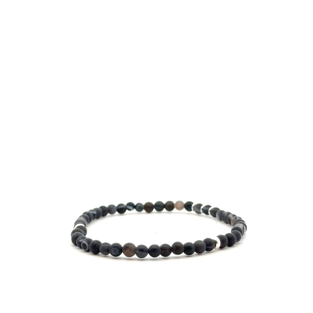 P-76 Mens Natural Agate Beaded Bracelet - Valentshop Jewelry