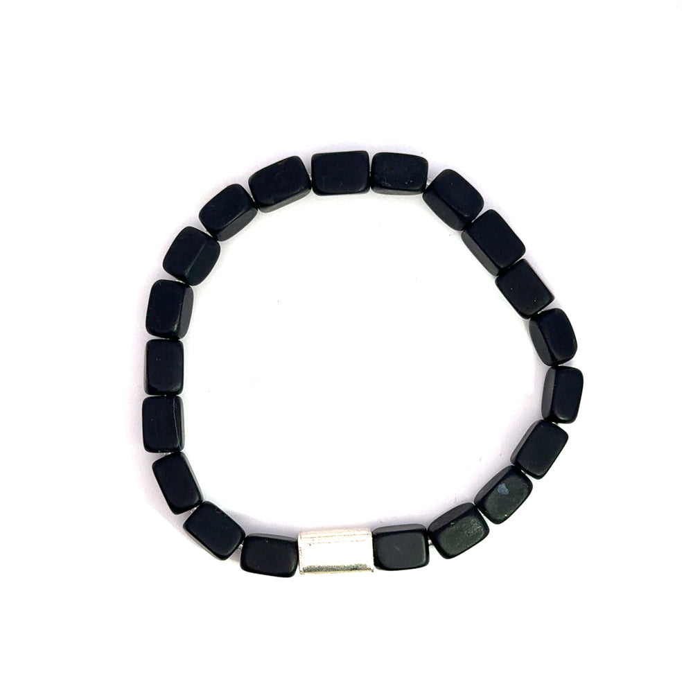 P-76 Mens Natural Matte Tourmaline Nugget Beaded Bracelet - Valentshop Jewelry