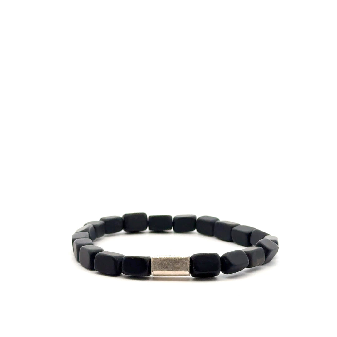 P-76 Mens Natural Matte Tourmaline Nugget Beaded Bracelet - Valentshop Jewelry