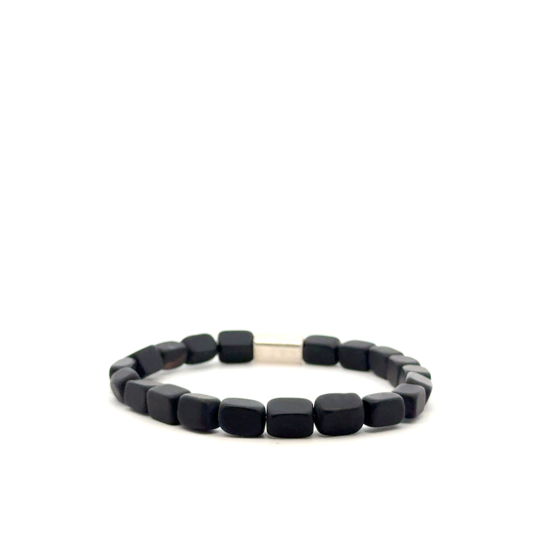 P-76 Mens Natural Matte Tourmaline Nugget Beaded Bracelet - Valentshop Jewelry