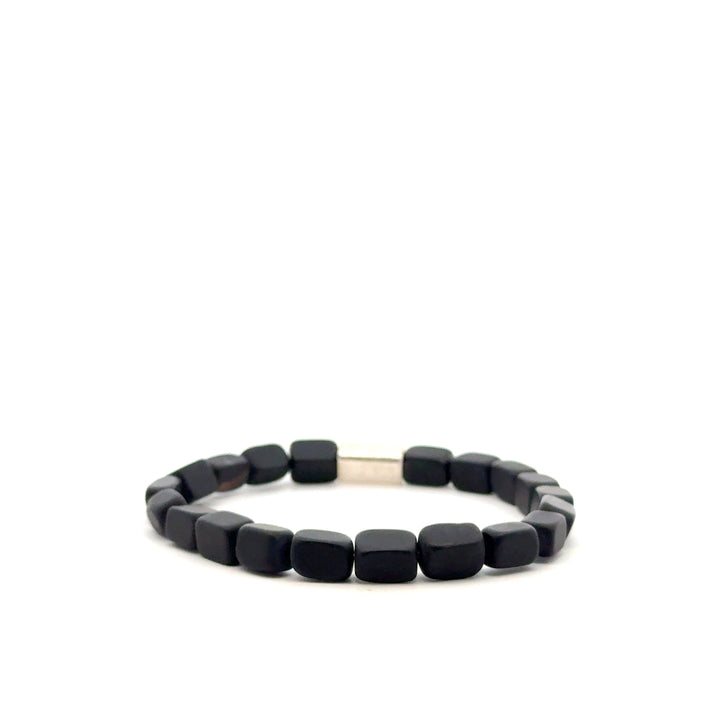 P-76 Mens Natural Matte Tourmaline Nugget Beaded Bracelet - Valentshop Jewelry