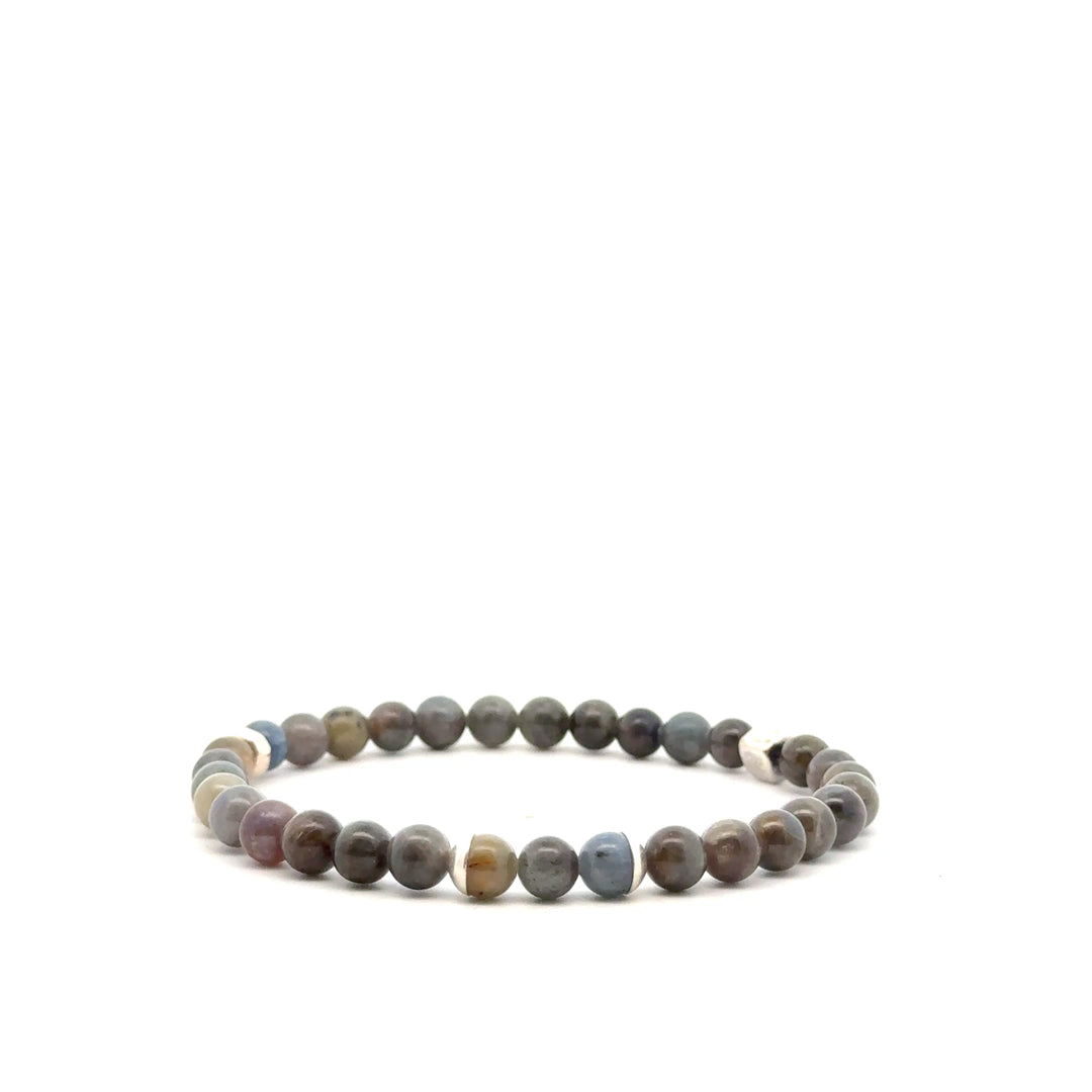 P-76 Mens Natural Sapphire Beaded Bracelet - 1/4 inch width - Valentshop Jewelry